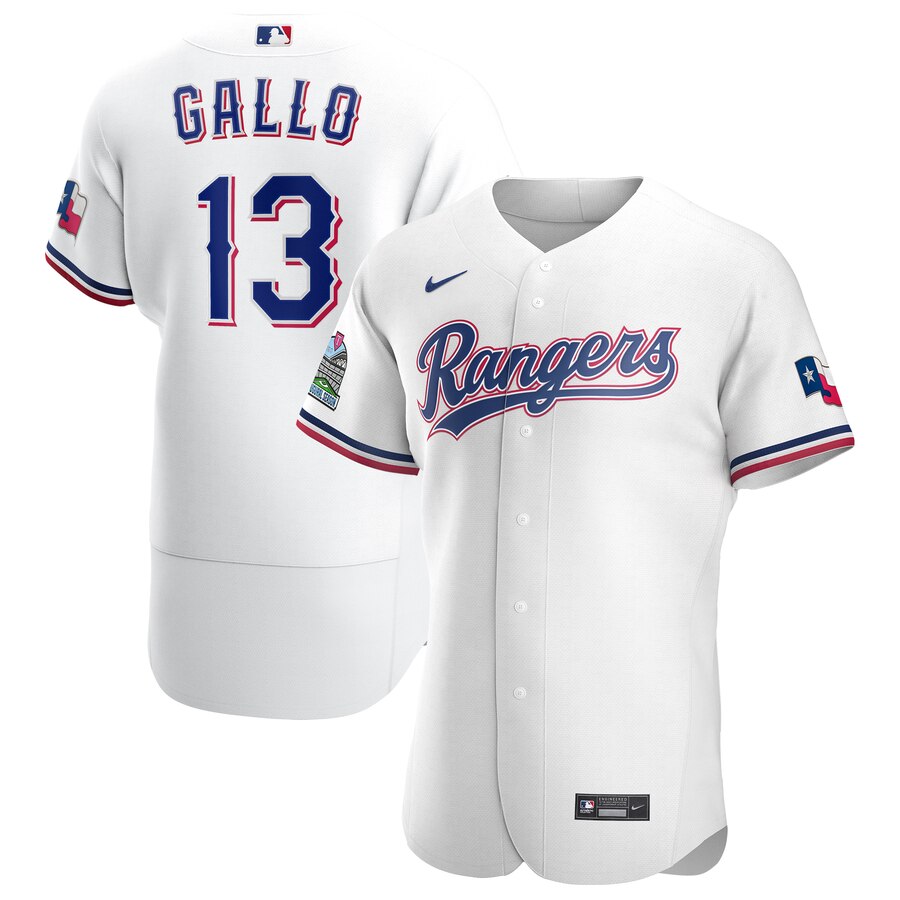 Texas Rangers 13 Joey Gallo Men Nike White Home 2020 Authentic Player MLB Jersey